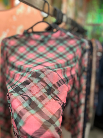 cuadrillé chicle y menta